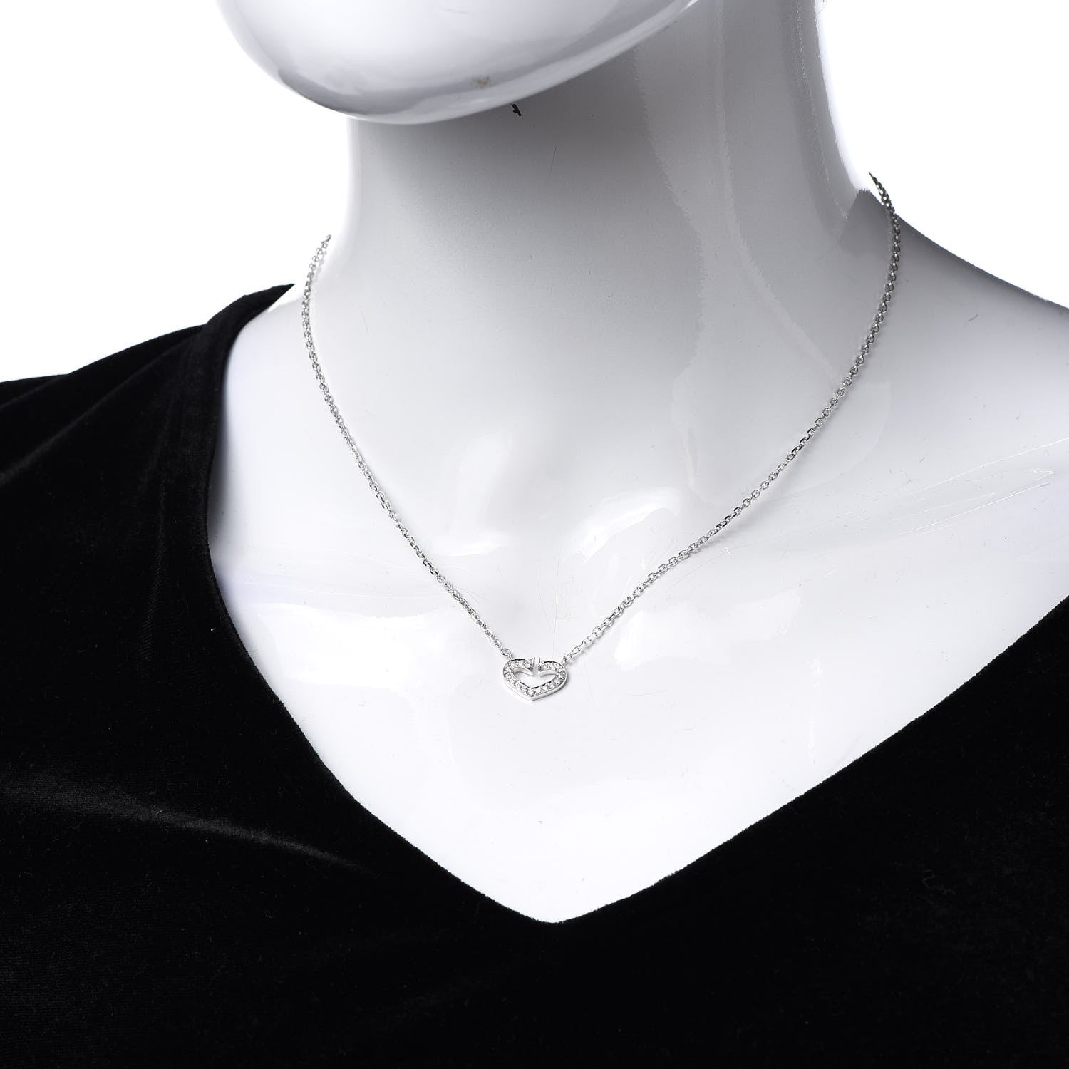 Cartier 18K White Gold Diamond Small Hearts and Symbols Pendant Necklace 2 of 7