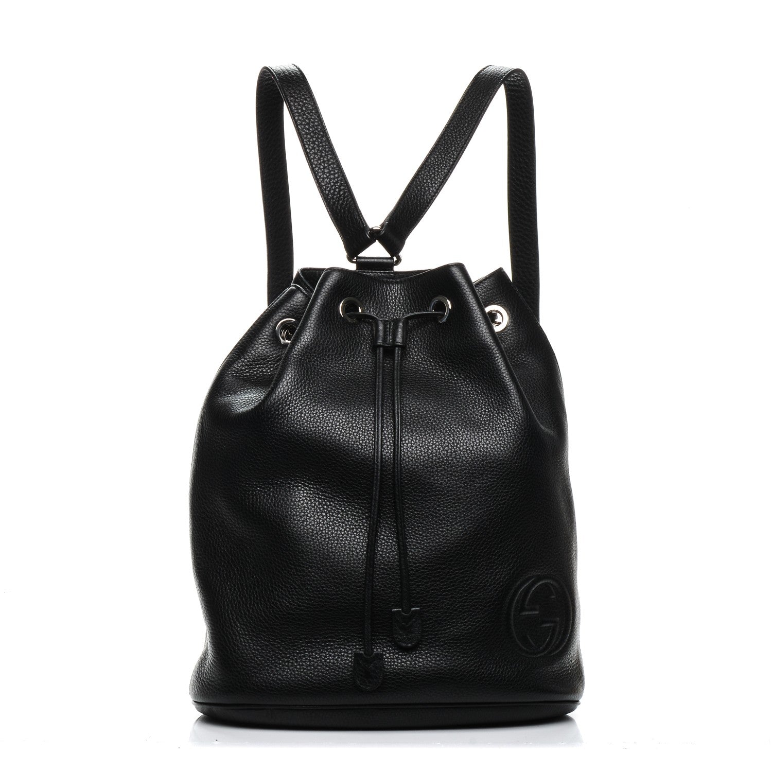Gucci Pebbled Calfskin Small Soho Drawstring Backpack Black 1 of 6