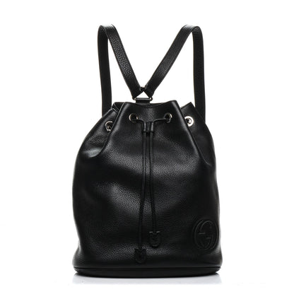 Gucci Pebbled Calfskin Small Soho Drawstring Backpack Black 1 of 6