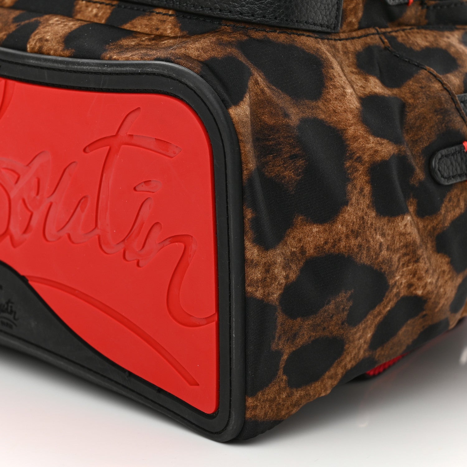 Christian Louboutin Nylon Calfskin Leopard Studded Small Backloubi Backpack Brown Black 11 of 11