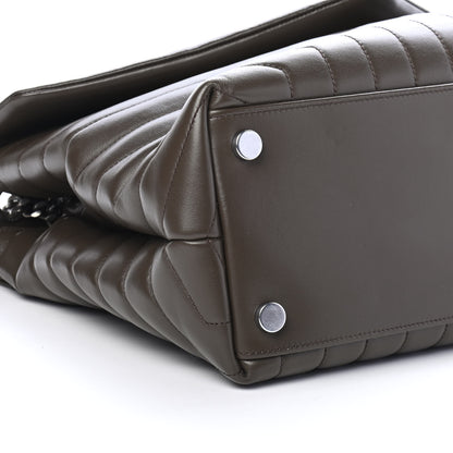 Saint Laurent Calfskin Y Quilted Monogram Large Loulou Chain Satchel Kaki Fonce 8 of 9