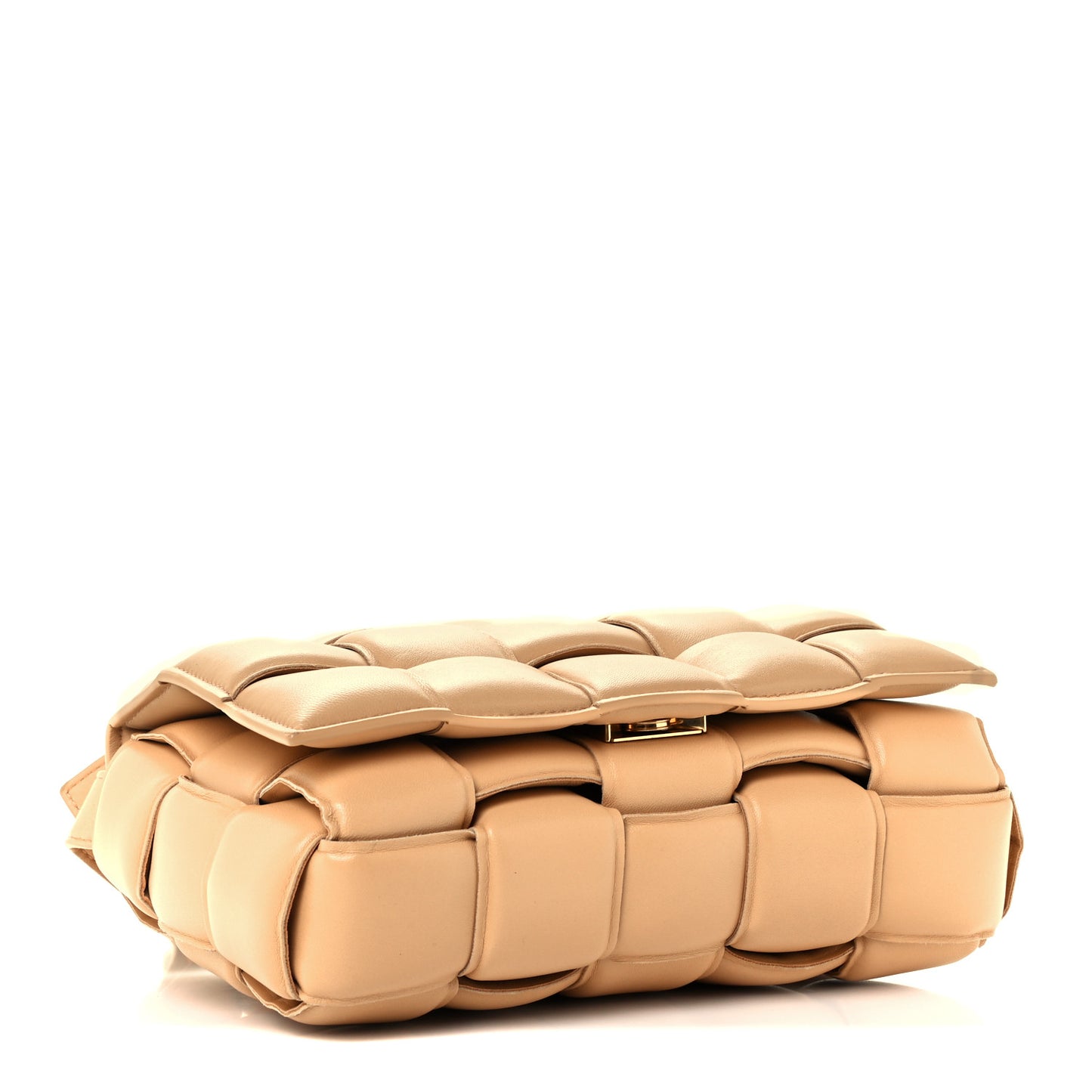 Nappa Maxi Intreccio Padded Cassette Crossbody Bag Almond