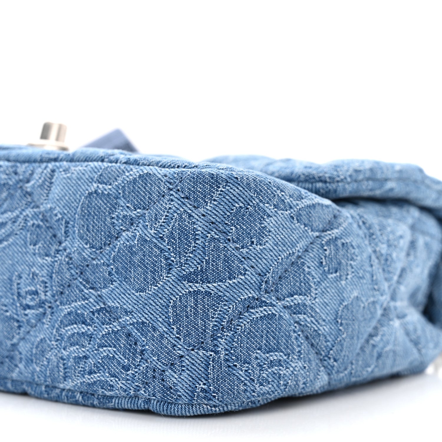 Chanel Denim Quilted Camellia Sweetheart Mini Flap Blue 10 of 11
