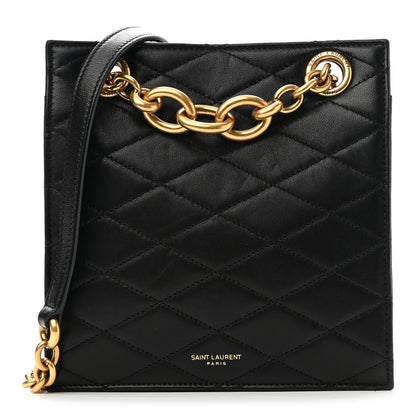 Saint Laurent Lambskin Quilted Le Maillon Square Crossbody Bag Black 1 of 10