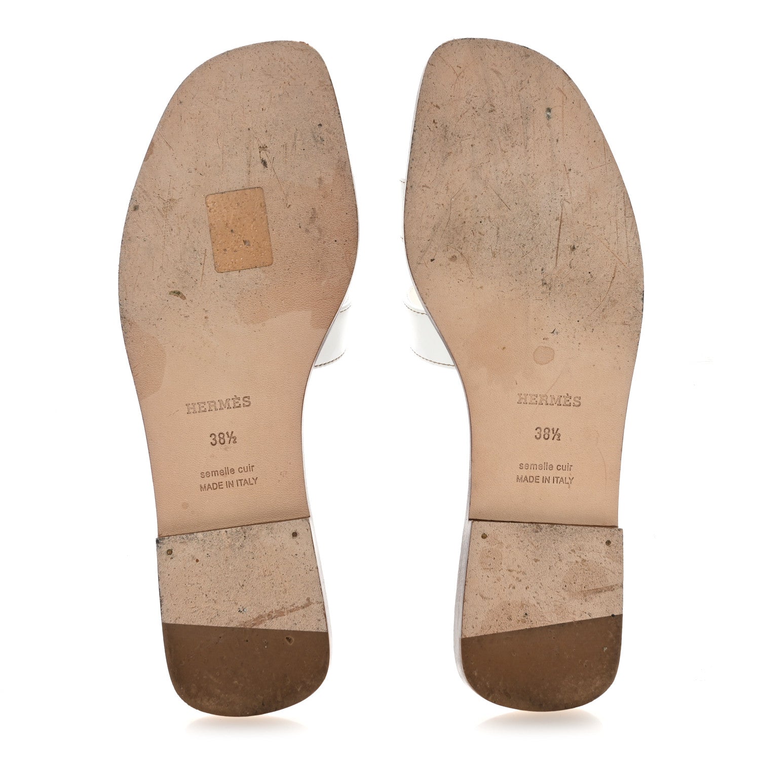 Hermes Box Calfskin Oran Sandals 38.5 White 6 of 10