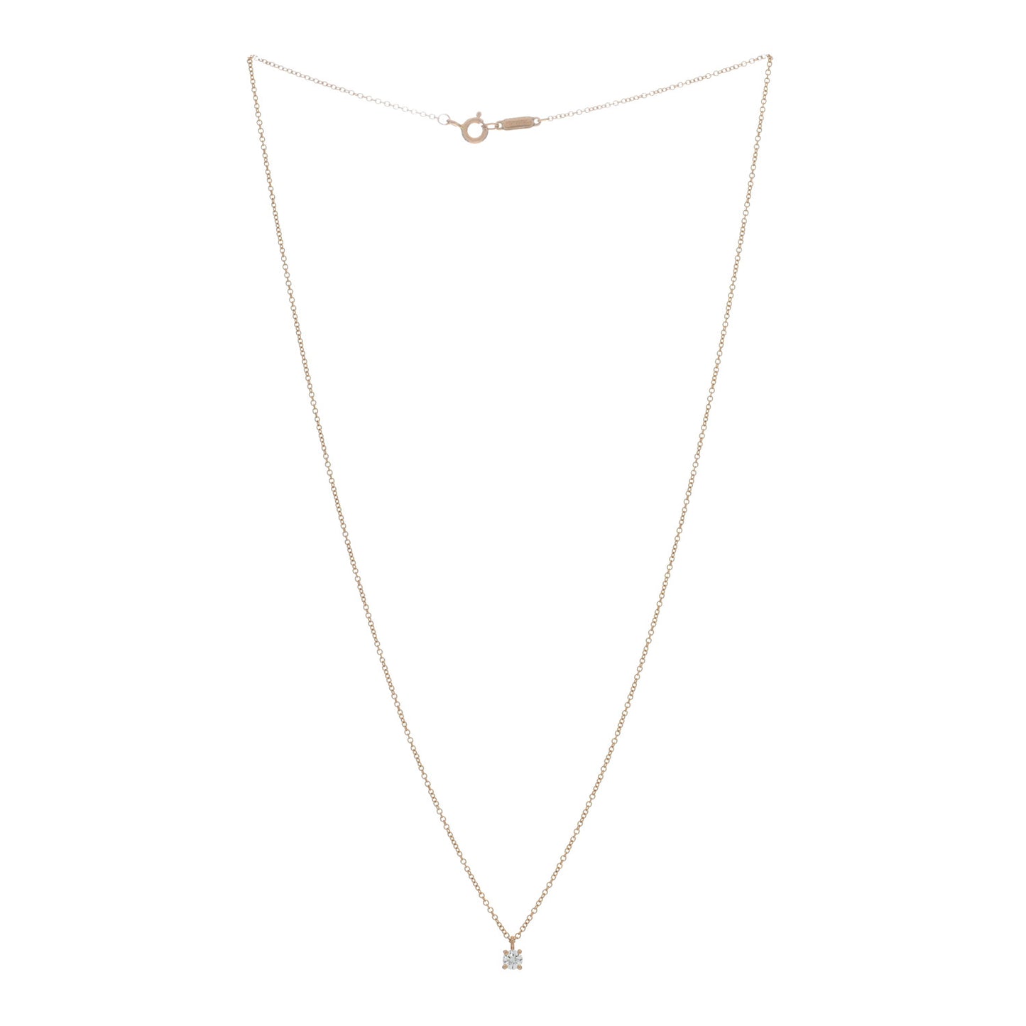 18K Rose Gold Diamond .17ct Solitaire Pendant Necklace