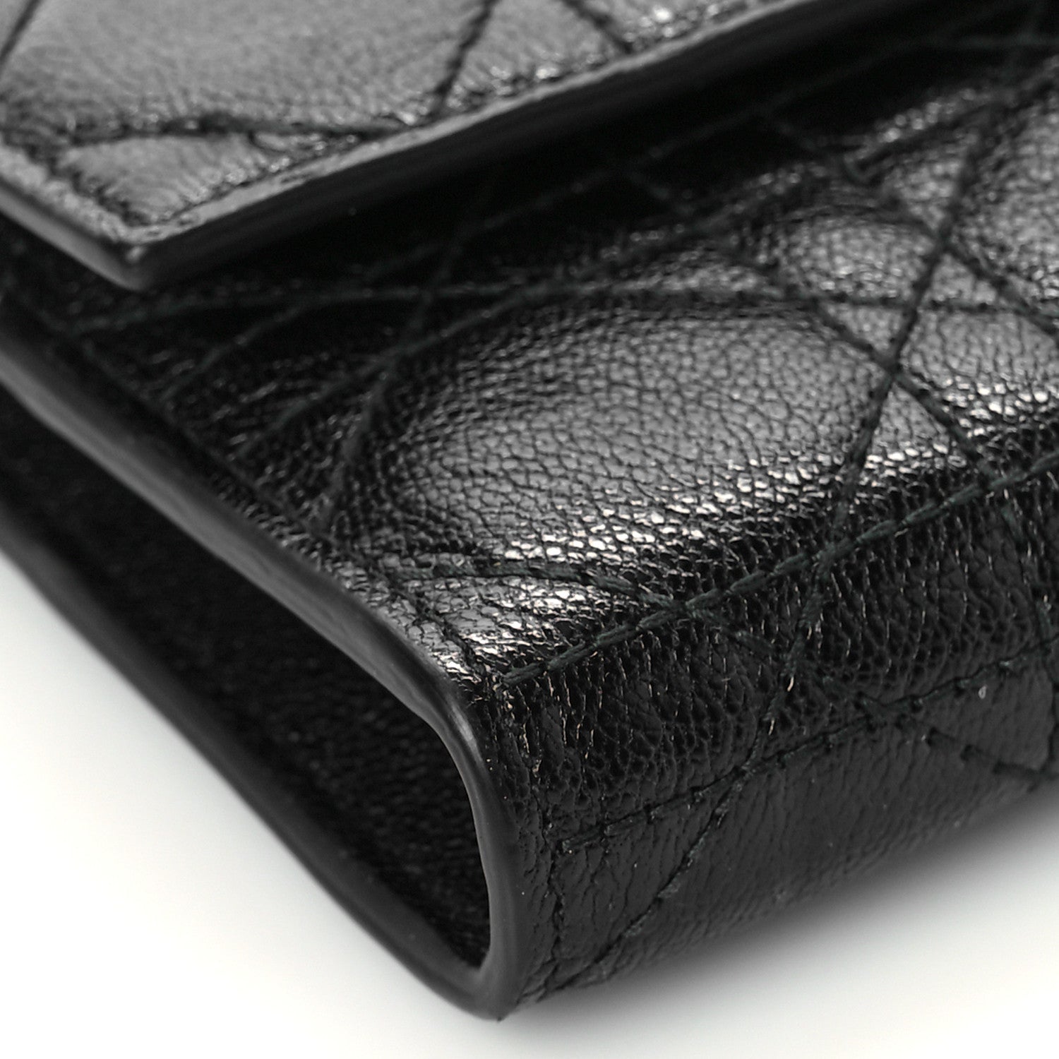 Christian Dior Grained Calfskin Cannage Lady Dior Rendezvous Chain Wallet Black 9 of 11