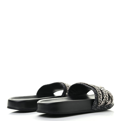 Chanel Tweed Lambskin Chain Flat Sandals 36 Silver 4 of 8