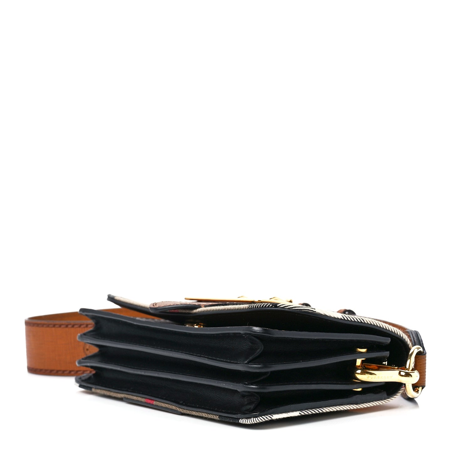 House Check Bridle Calfskin Small Madison Buckle Bag Tan