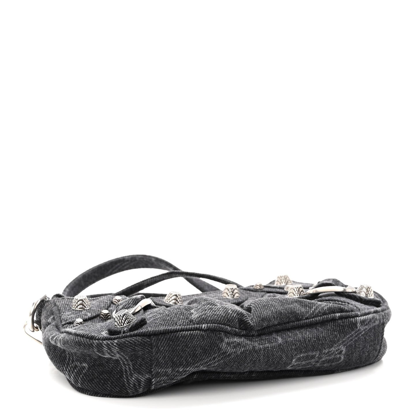 Washed Denim BB Monogram Le Cagole Mini Purse With Chain Black