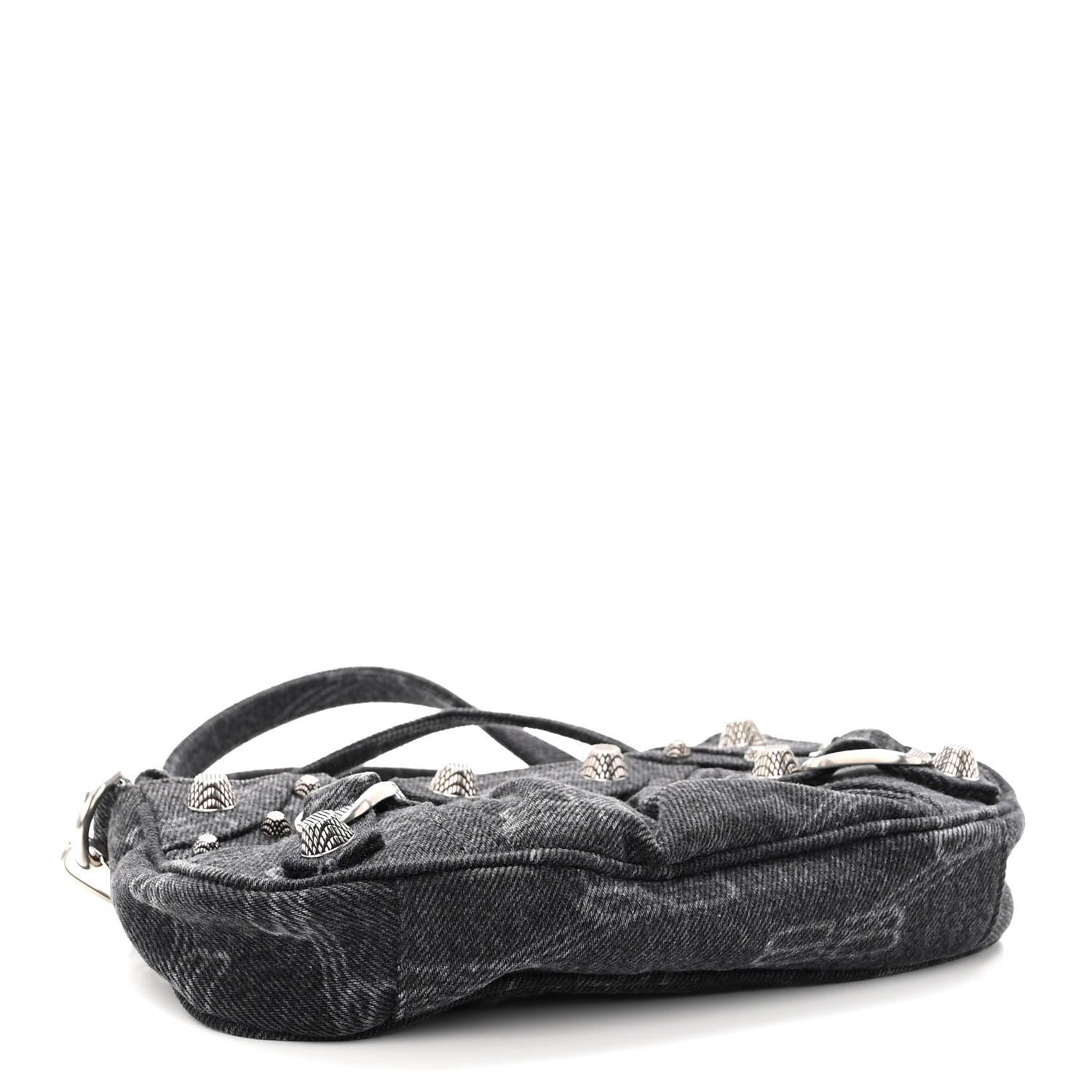 Balenciaga Washed Denim BB Monogram Le Cagole Mini Purse With Chain Black 4 of 9