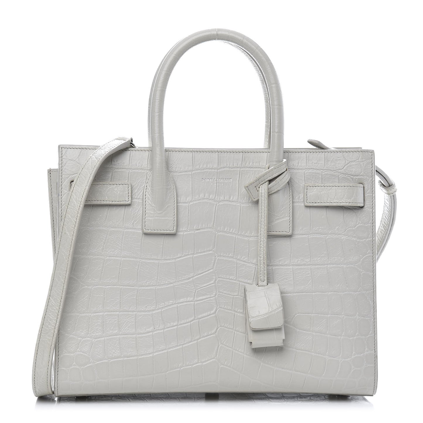 Calfskin Crocodile Embossed Baby Sac De Jour Gris Perle