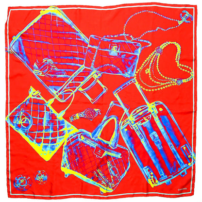 Chanel Silk X Ray Scarf Red 1 of 5