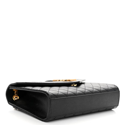 Saint Laurent Grain De Poudre Textured Mixed Matelasse Triquilt Medium Monogram Satchel Black 4 of 9