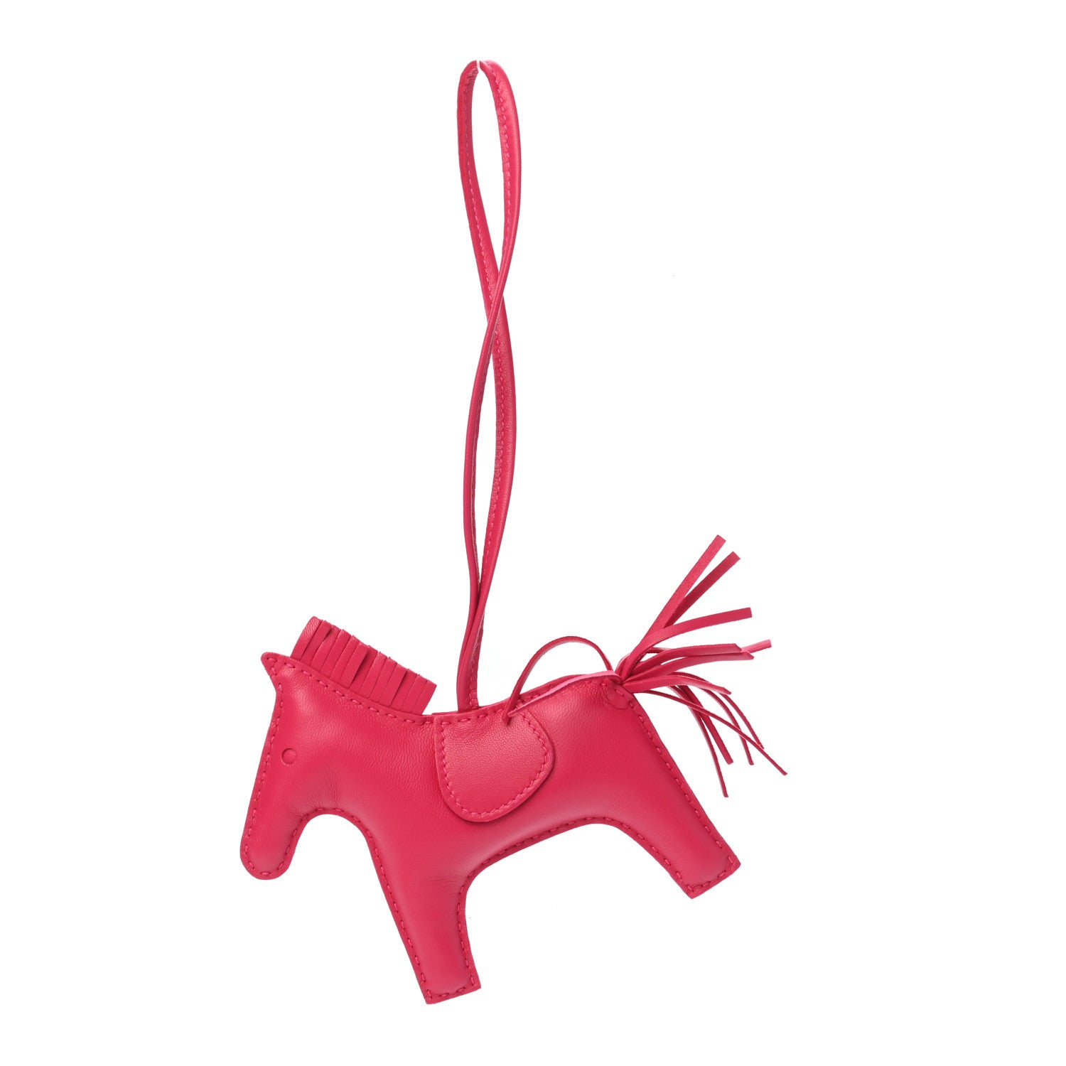 Hermes Milo Lambskin Grigri Rodeo Horse Bag Charm MM Rose Mexico 1 of 5