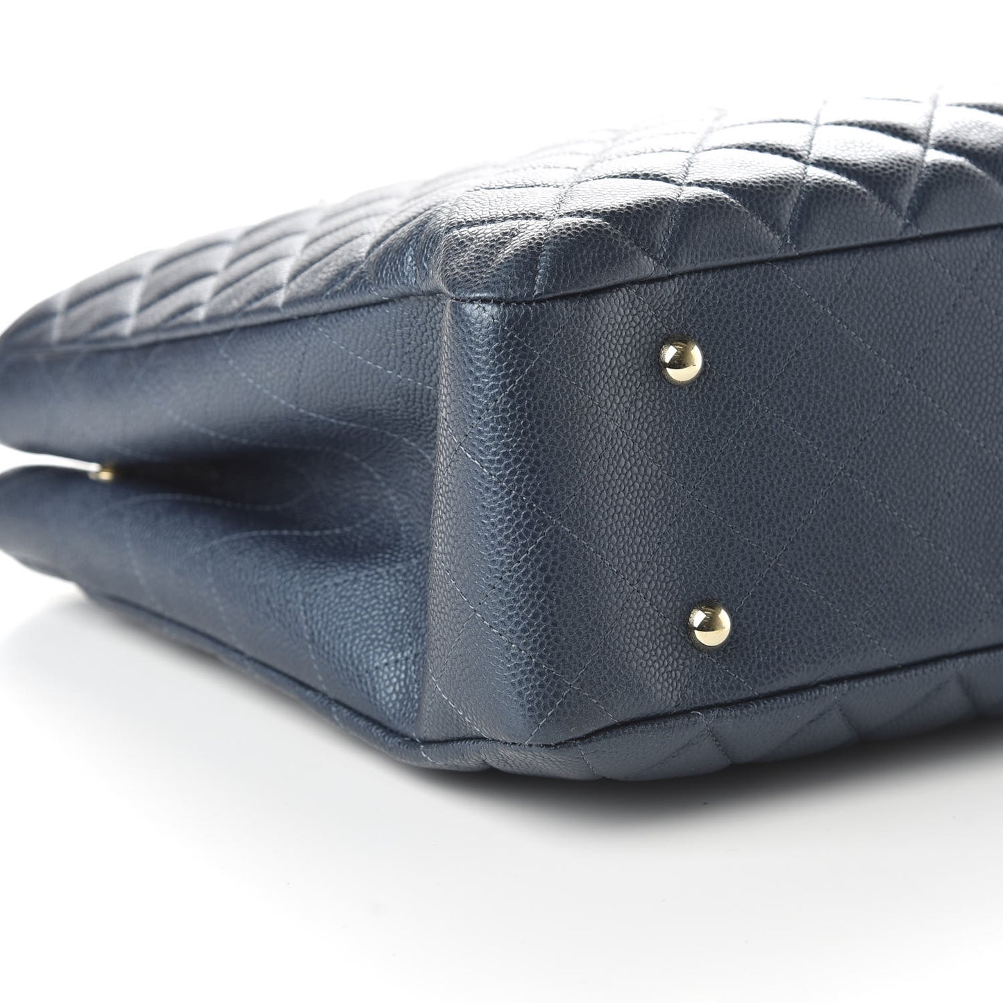 Metallic Caviar Quilted Large Classic Shopping Tote Dark Blue