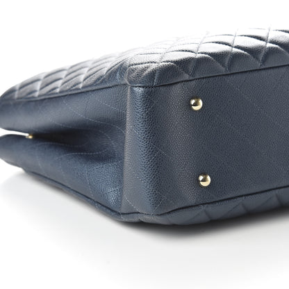 Chanel Metallic Caviar Quilted Large Classic Shopping Tote Dark Blue 6 of 10