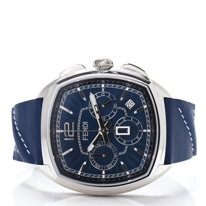 Fendi Stainless Steel Calfskin 44mm Momento Chronograph Quartz Watch Blue 2 of 5