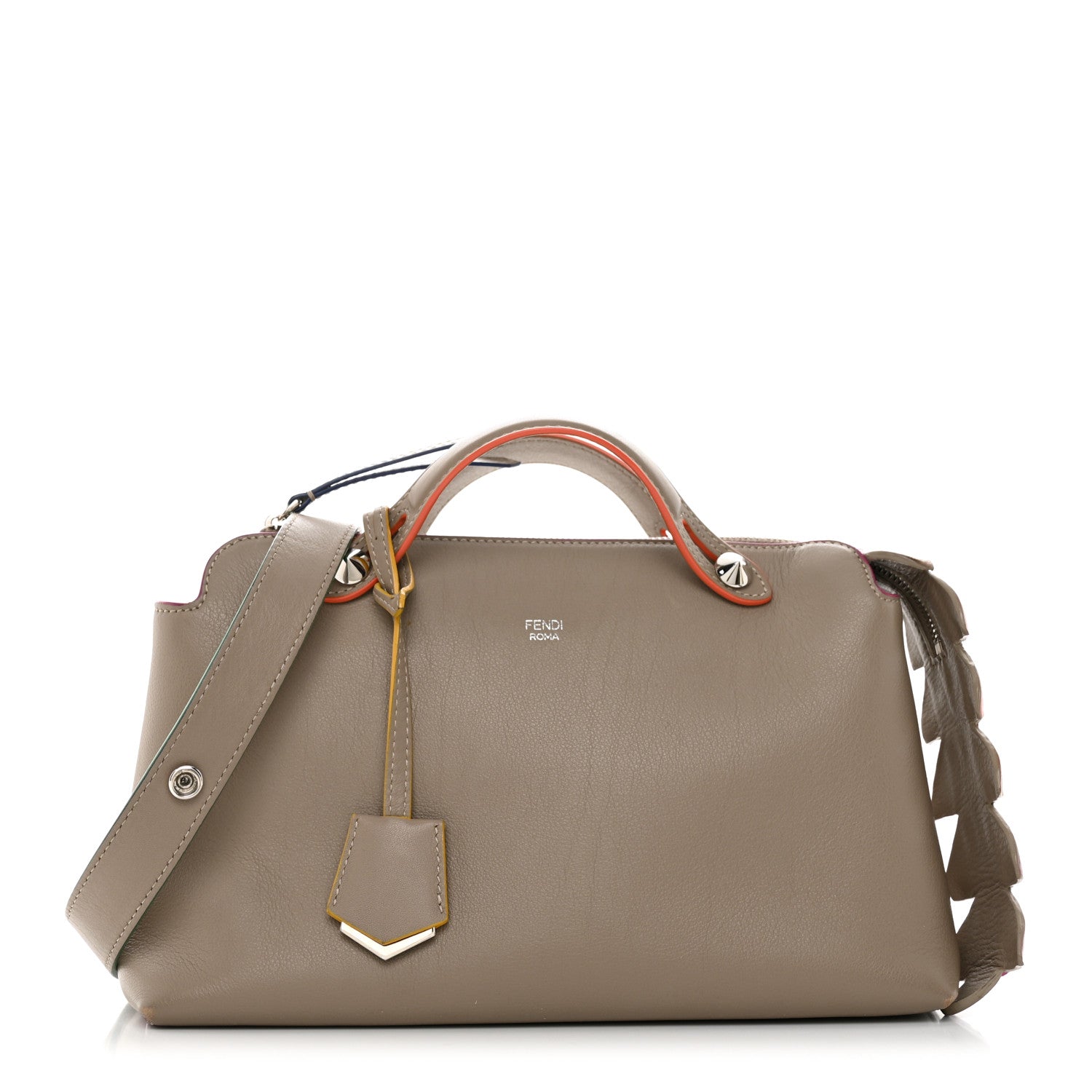 Fendi Vitello Dolce Croc Tail Medium By The Way Boston Bag Tortora Orange Pink 1 of 11
