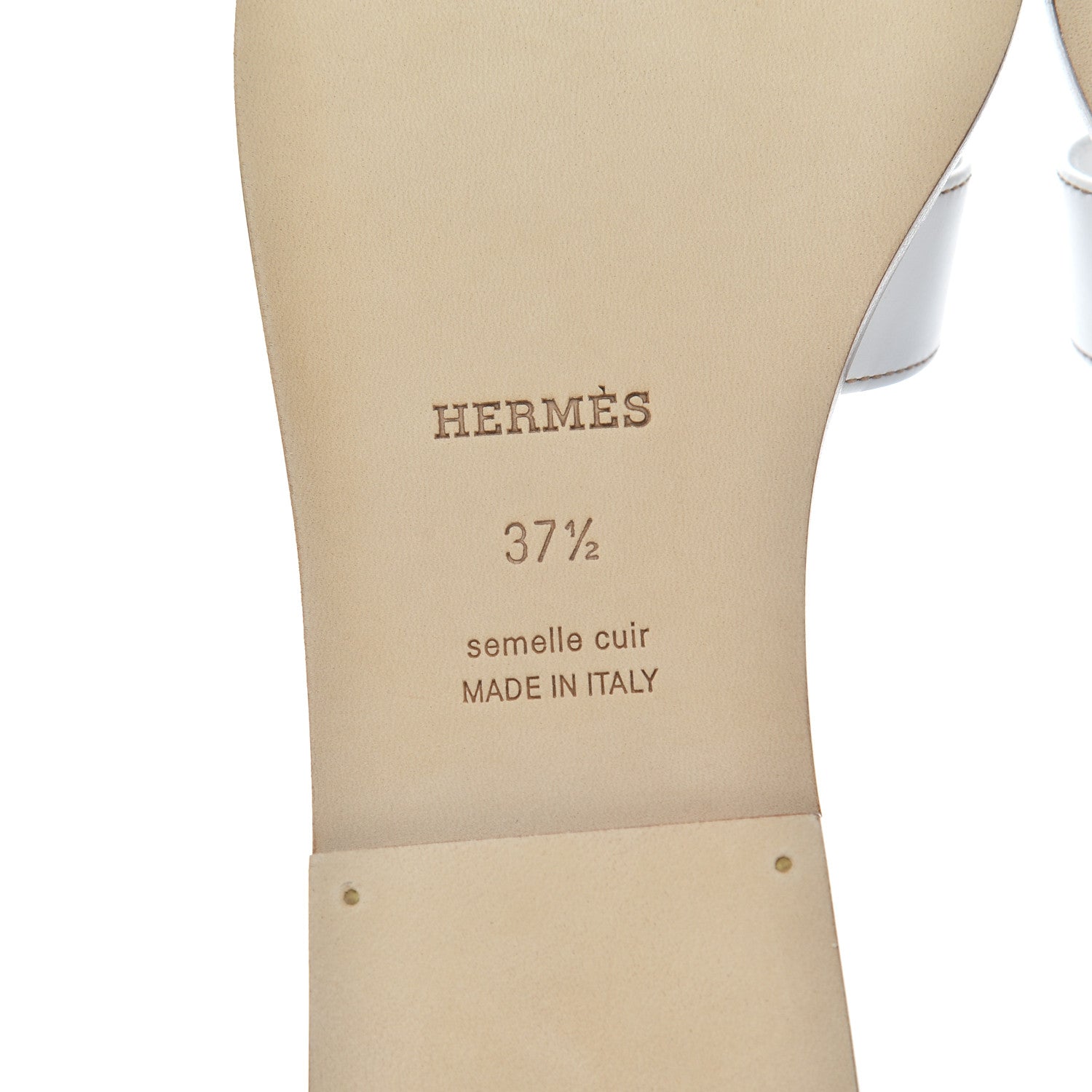 Hermes Box Calfskin Oran Sandals 37.5 White 6 of 9