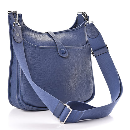 Hermes Taurillon Clemence Evelyne III PM Bleu Brighton 3 of 13