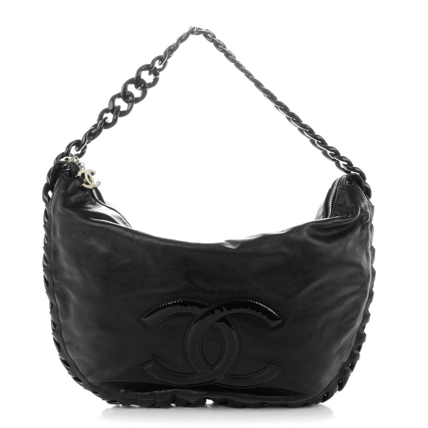 Calfskin Modern Chain Hobo Black