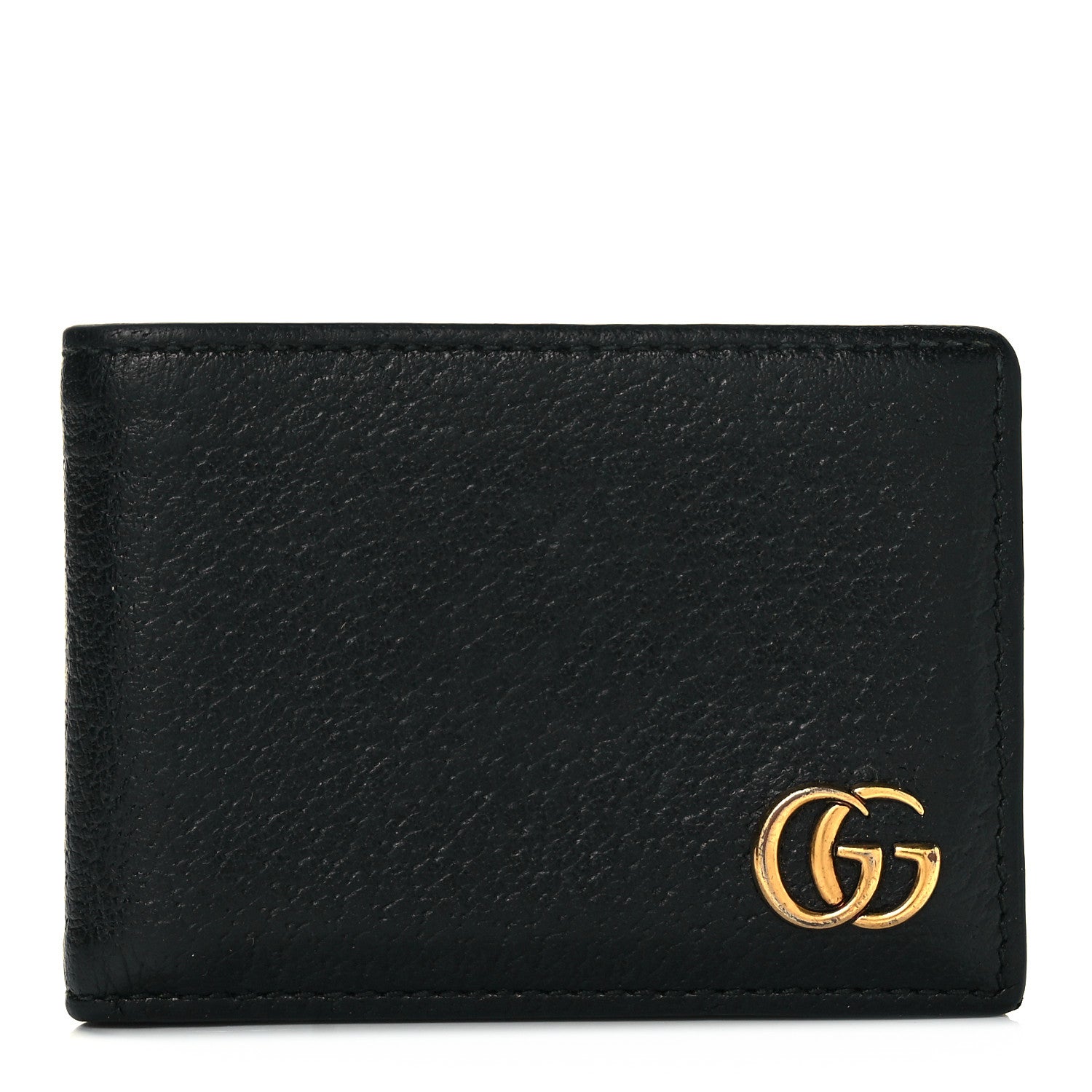 Gucci Calfskin Boar Effect GG Marmont Bi-Fold Wallet Black 1 of 8