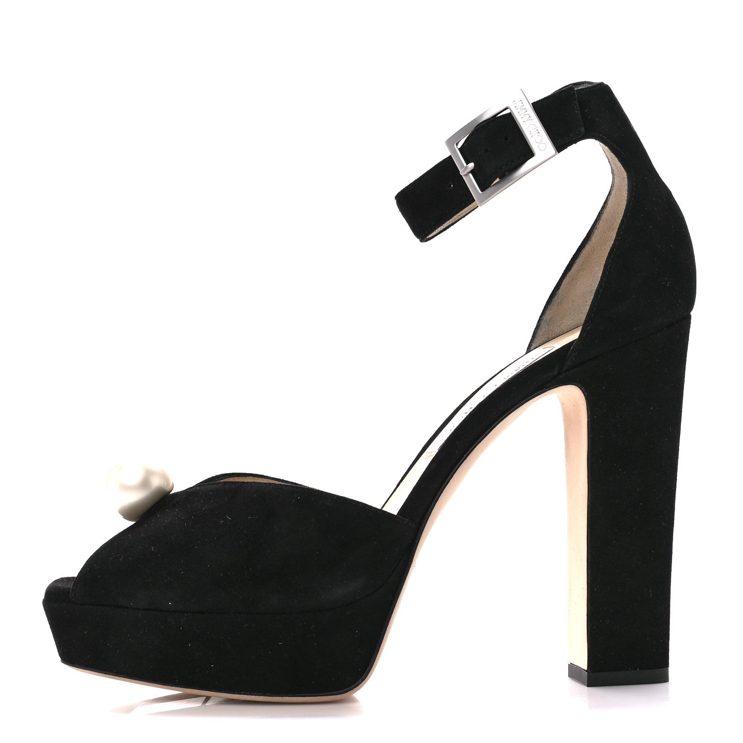 Jimmy Choo Suede Pearl Socorie 120 Sandals 40 Black 1 of 7