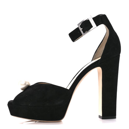 Jimmy Choo Suede Pearl Socorie 120 Sandals 40 Black 1 of 7