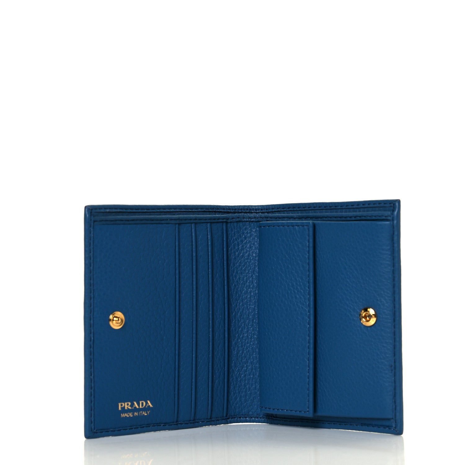 Prada Vitello Grain Bi-Fold Wallet Bluette 12 of 14