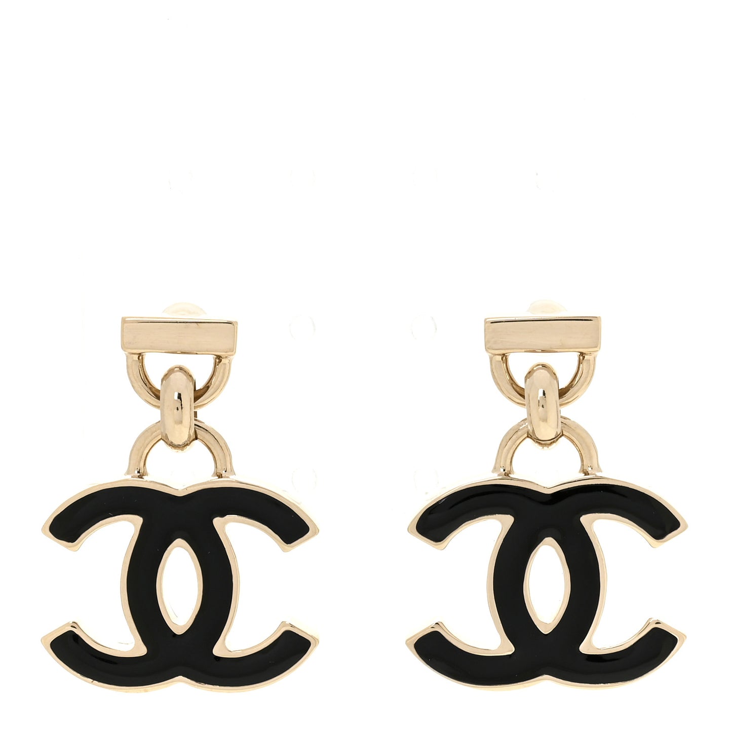 Enamel CC Drop Earrings Black
