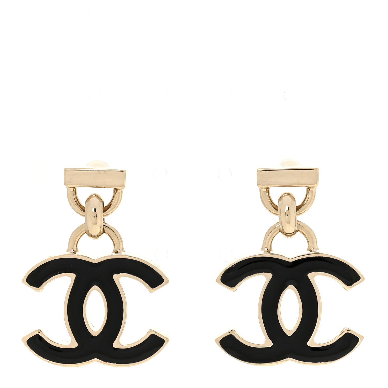 Chanel Enamel CC Drop Earrings Black 1 of 5