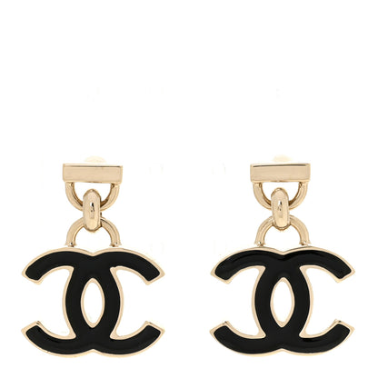 Chanel Enamel CC Drop Earrings Black 1 of 5