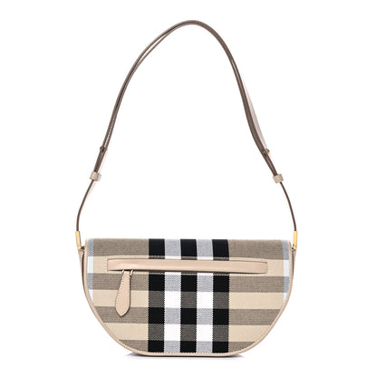 Burberry Canvas Calfskin Check Small Olympia Beige 1 of 13