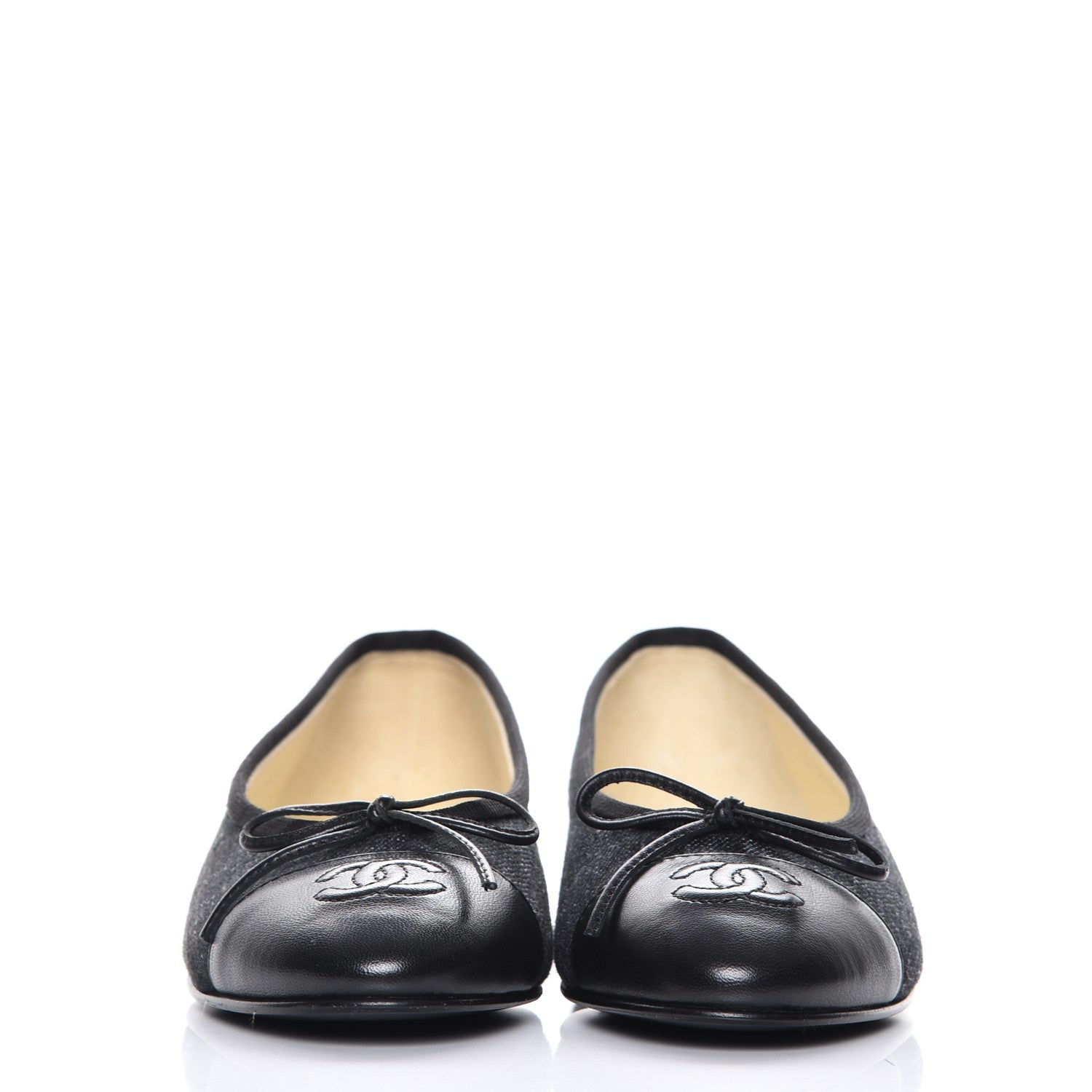 Chanel Denim Lambskin CC Cap Toe Ballerina Flats 35 Black 2 of 10