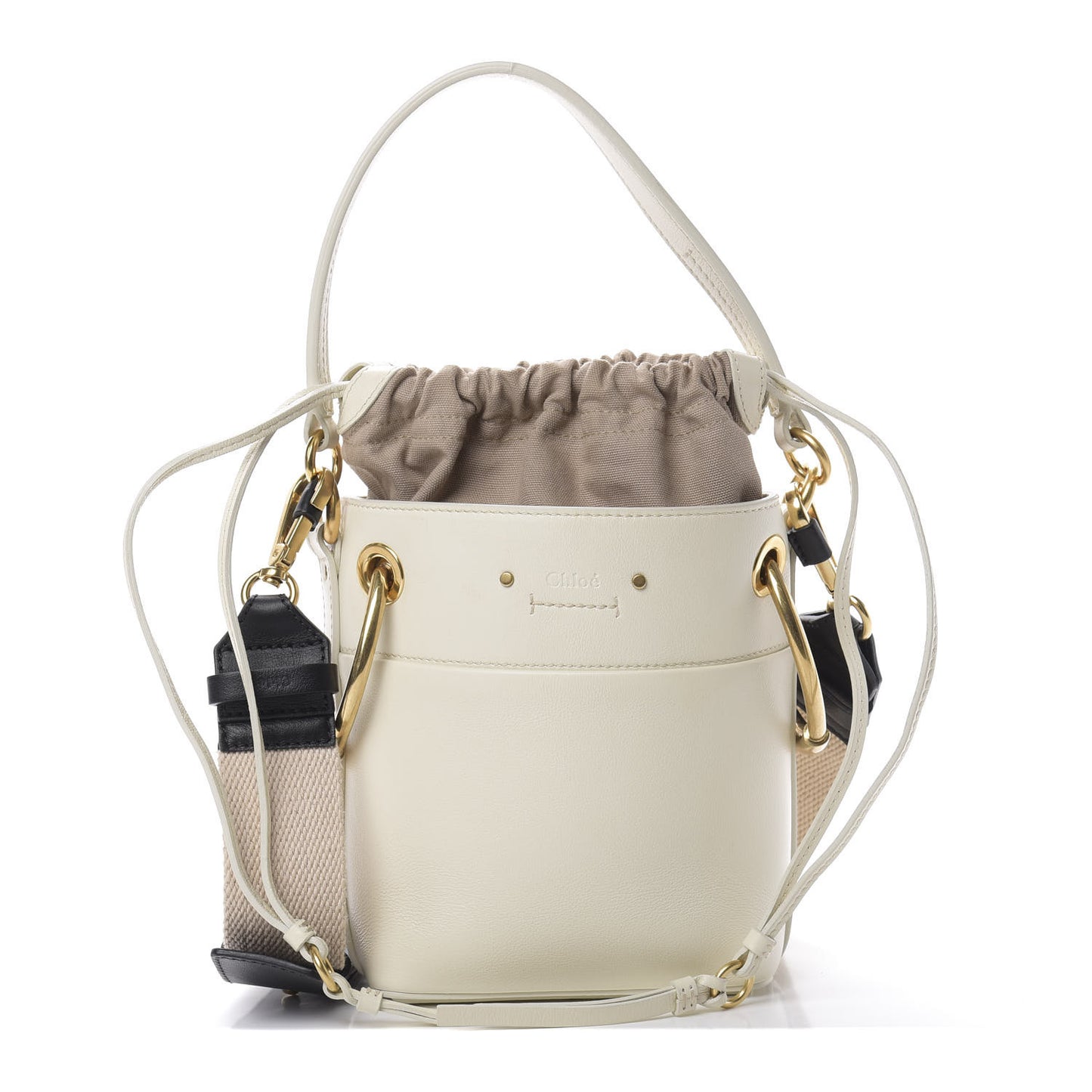 Smooth Calfskin Mini Roy Bucket Bag Natural White
