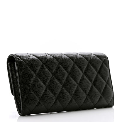 Chanel Caviar Quilted Large Gusset Flap Wallet Black 3 of 11