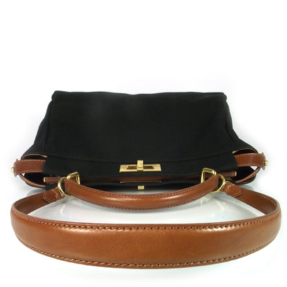 Fendi Canvas Calfskin Large Peekaboo Iconic Satchel Black 5 of 9