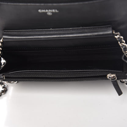Chanel Patent Quilted Wallet On Chain WOC Black 5 of 14