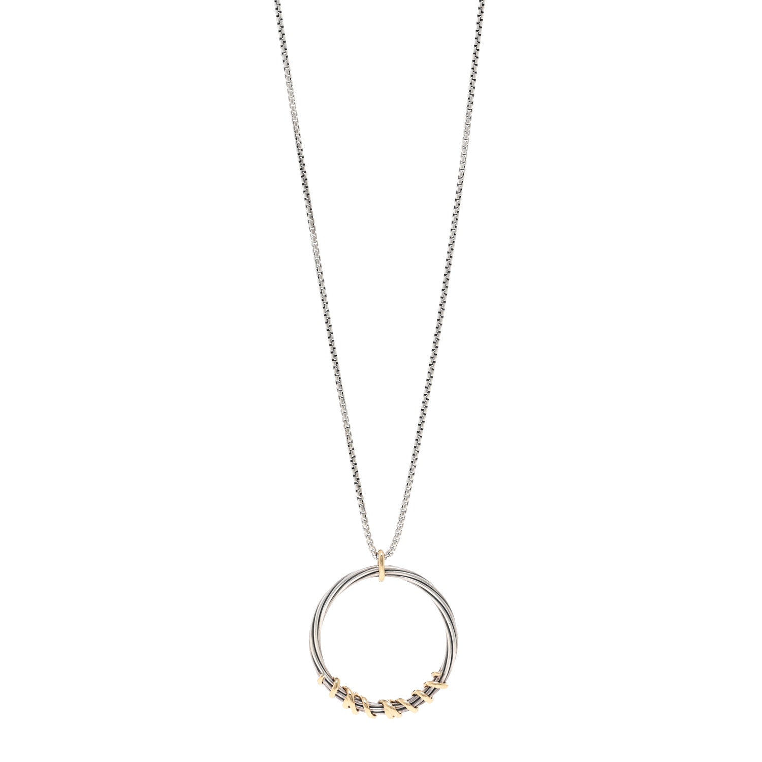 David Yurman Sterling Silver 18K Yellow Gold Diamond Helena Necklace 1 of 4