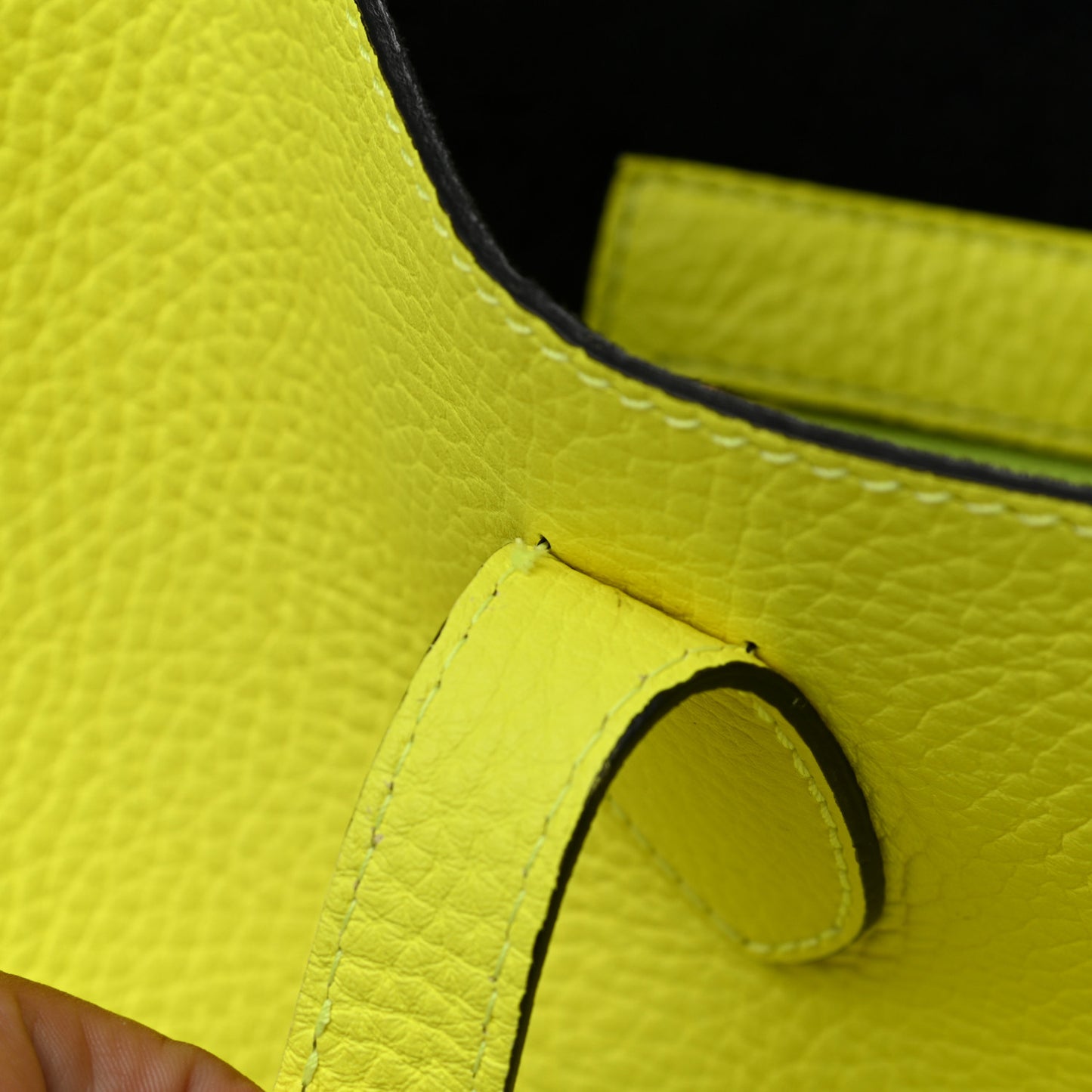 Grainy Calfskin Remington Tote Neon Yellow