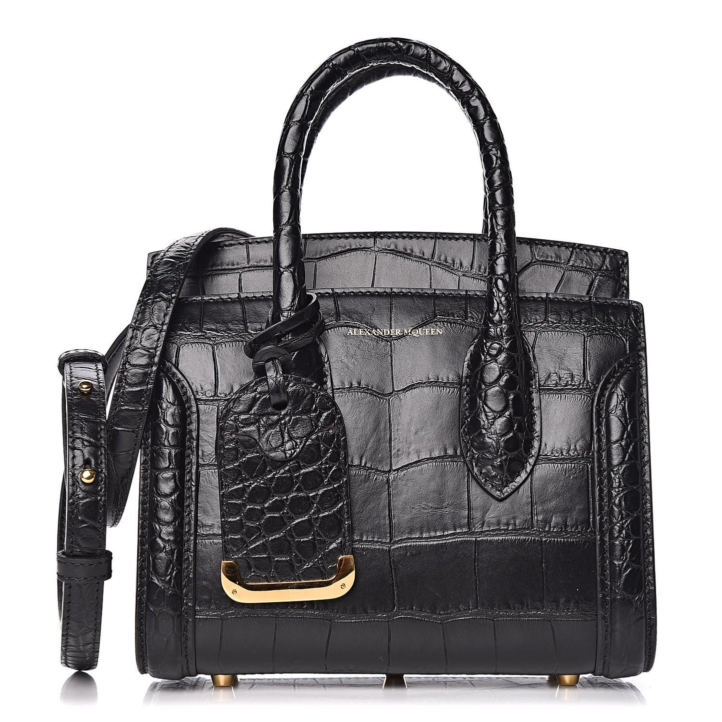 Calfskin Crocodile Embossed Mini Heroine 21 Black