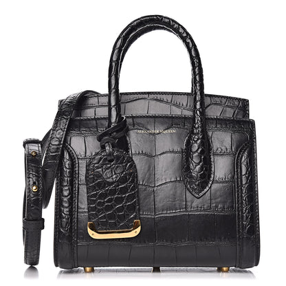 Alexander McQueen Calfskin Crocodile Embossed Mini Heroine 21 Black 1 of 10