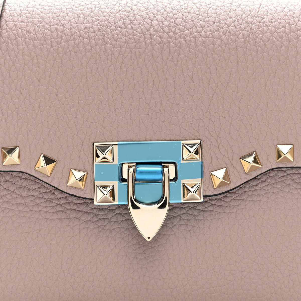 Valentino Garavani Pebbled Calfskin Medium Rockstud Flip Lock Crossbody Bag Poudre 7 of 9