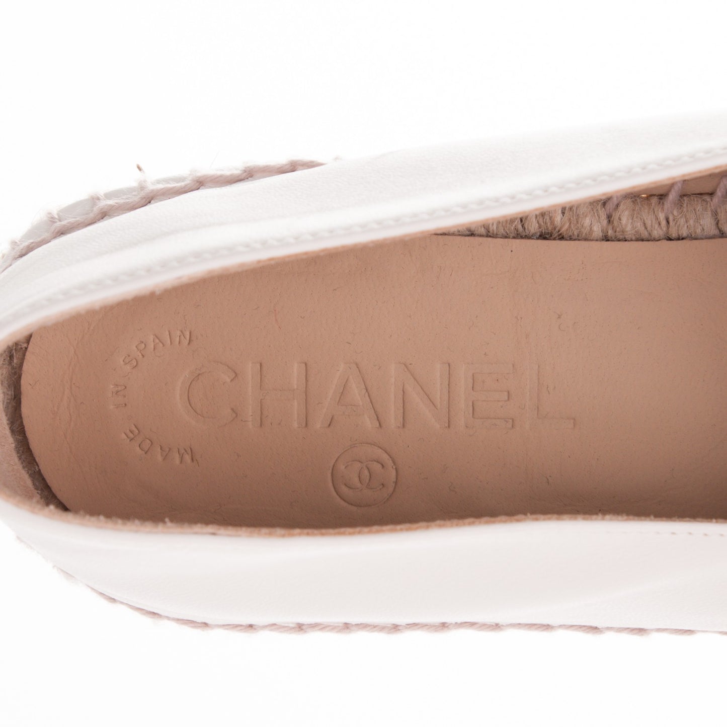Lambskin Espadrilles White Black 38