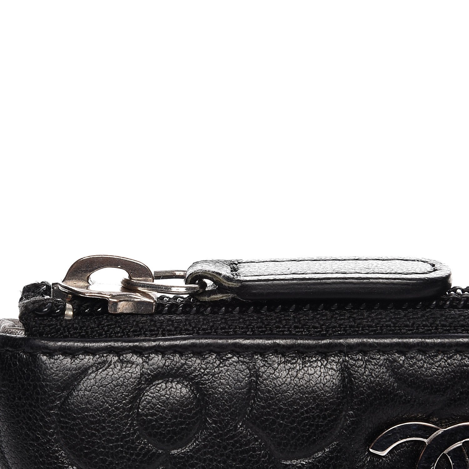 Chanel Lambskin Camellia Embossed Key Holder Case Black 8 of 8