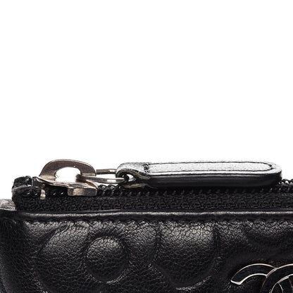 Chanel Lambskin Camellia Embossed Key Holder Case Black 8 of 8