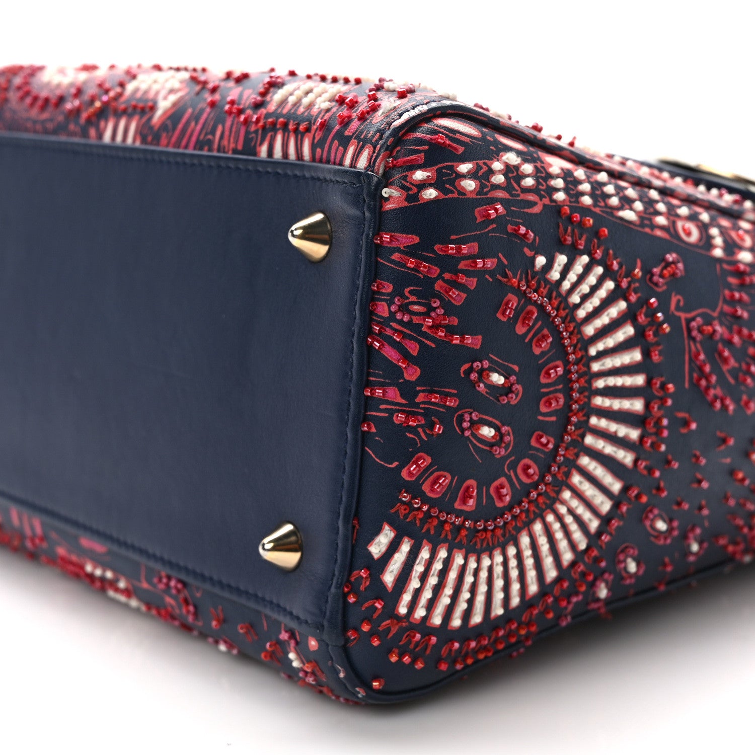 Christian Dior Smooth Calfskin Beaded Animals Medium Lady Dior Deep Blue Fuchsia 10 of 16