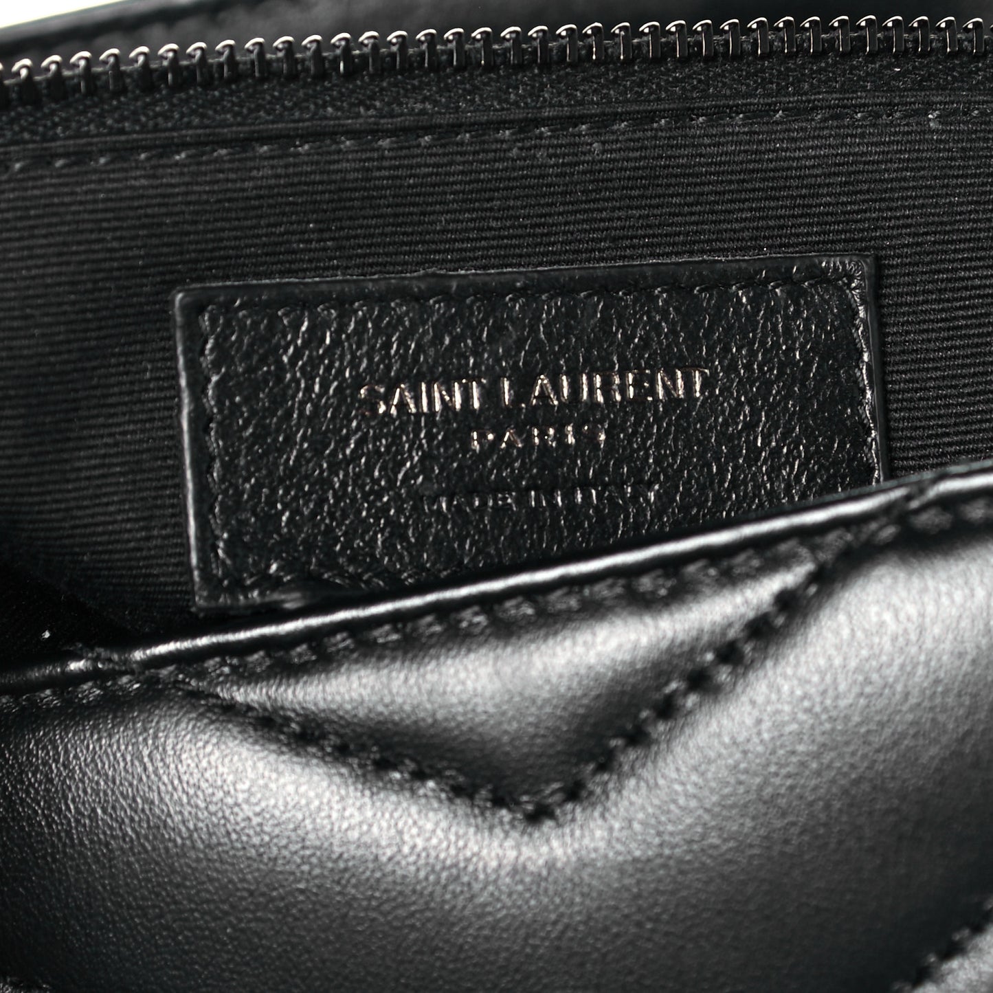 Calfskin Y Quilted Monogram Large Loulou Chain Satchel Black
