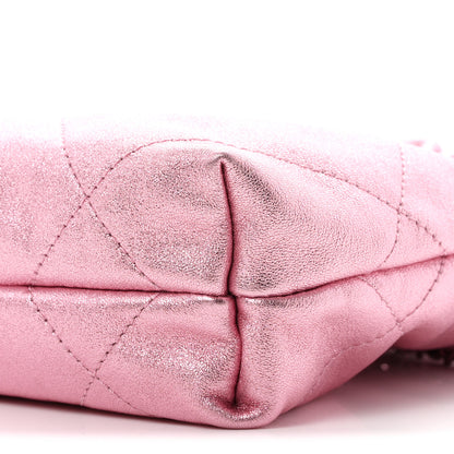 Chanel Metallic Lambskin Lacquered Monochrome Quilted Mini Chanel 22 Pink 10 of 10